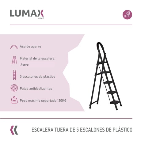 Escalera Tijera 5 Escalones De plastico Negro