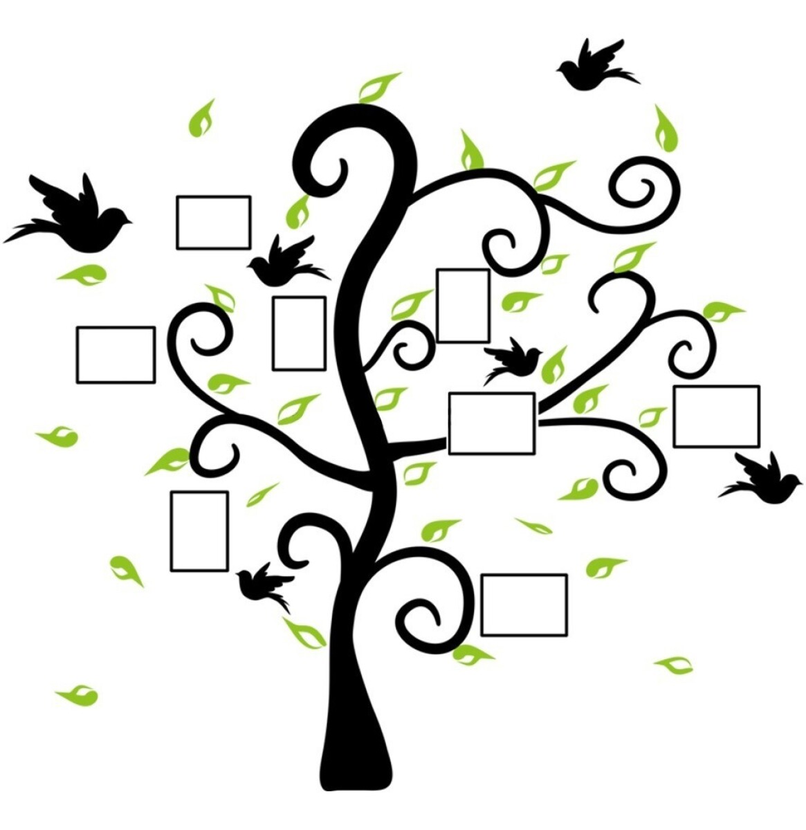 Vinilo Adhesivo Árbol Genealógico Portarretratos Para Pared - Variante Arbol Con Marcos 