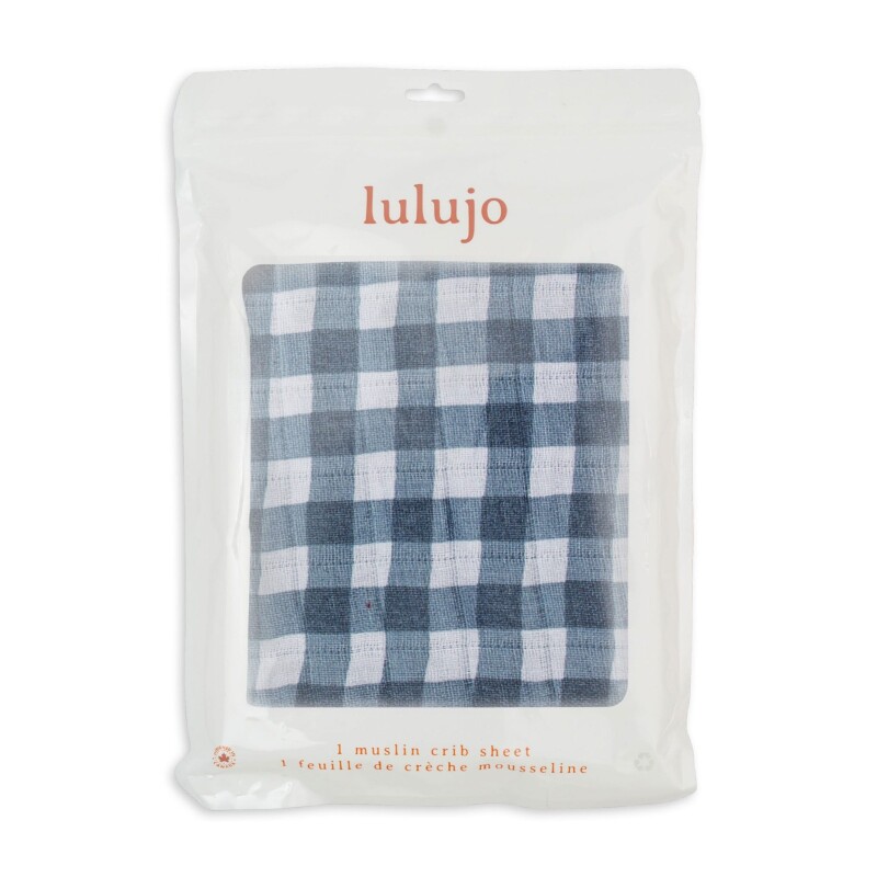 Sábana bajera de muselina 100% algodón Navy Gingham