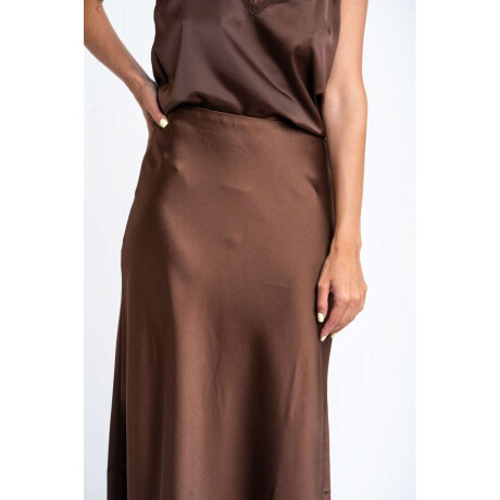 Falda Midi Satinada Chocolate