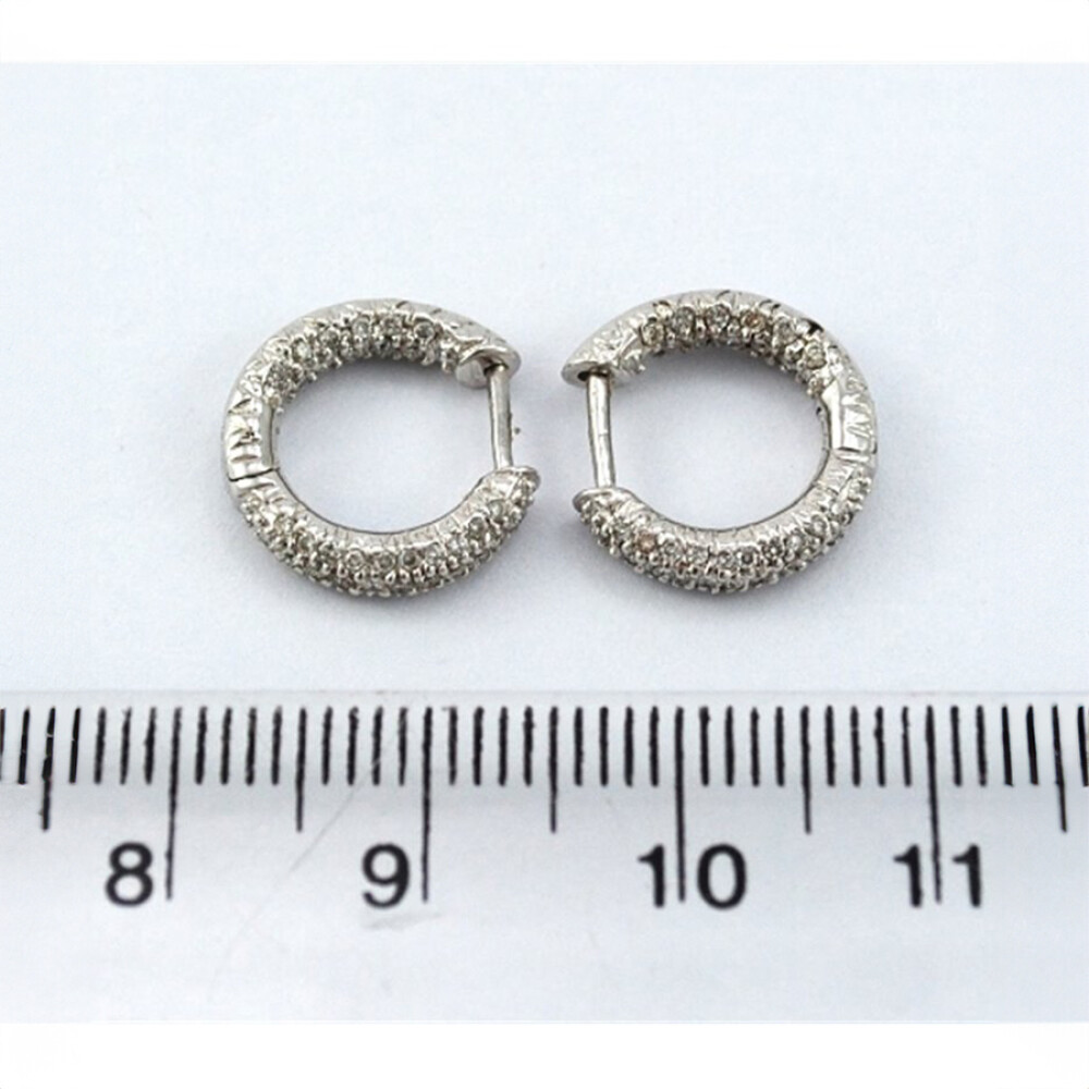 Aros Oro Blanco 18K Y Brillantes Aros Oro Blanco 18K Y Brillantes