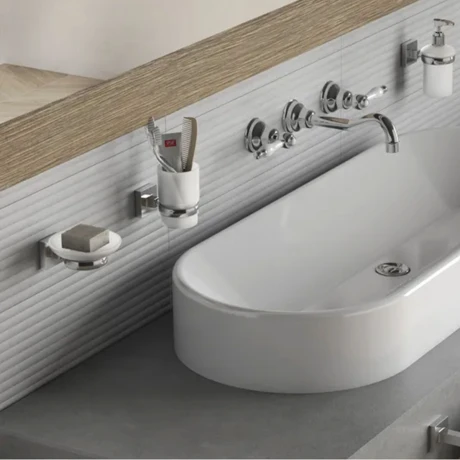 Porta Vaso Cromado Con Vaso Aqualia 000