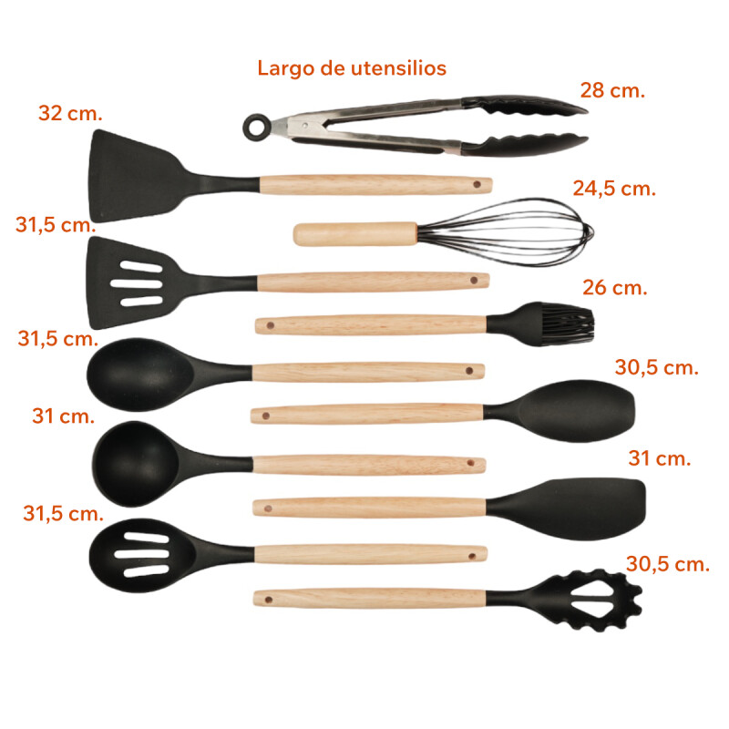 Set 19 Utensilios De Cocina Con Cuchillo Y Tabla Beige