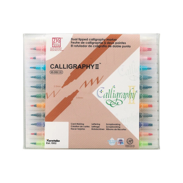 Marcadores Caligraphy II Doble Punta x 12 - ZIG Única
