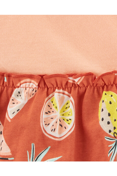 Set tres piezas short, remera y body de algodón diseño frutal Sin color