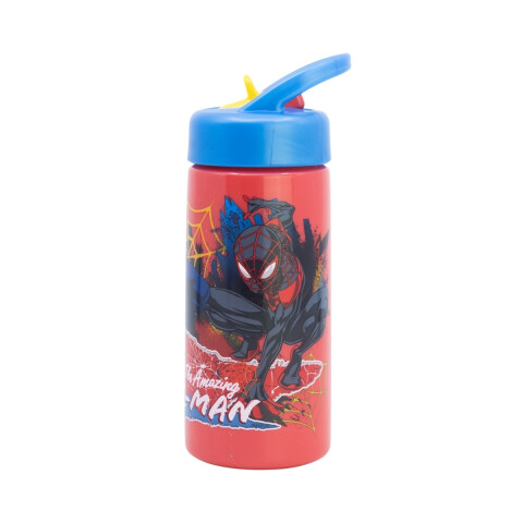Botella Plástica con Pajita Spiderman 410 ml U