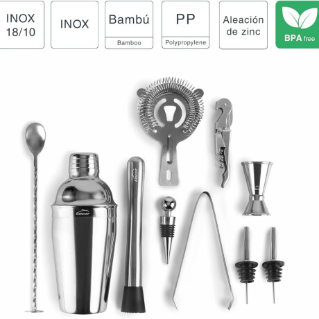 Coctelera Manhattan Set 10 Unidades de Acero Inoxidable Lacor Coctelera Manhattan Set 10 Unidades de Acero Inoxidable Lacor