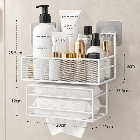 Estante Organizador Metálico Multiuso de Pared 2 Niveles - BLANCO Estante Organizador Metálico Multiuso de Pared 2 Niveles - BLANCO