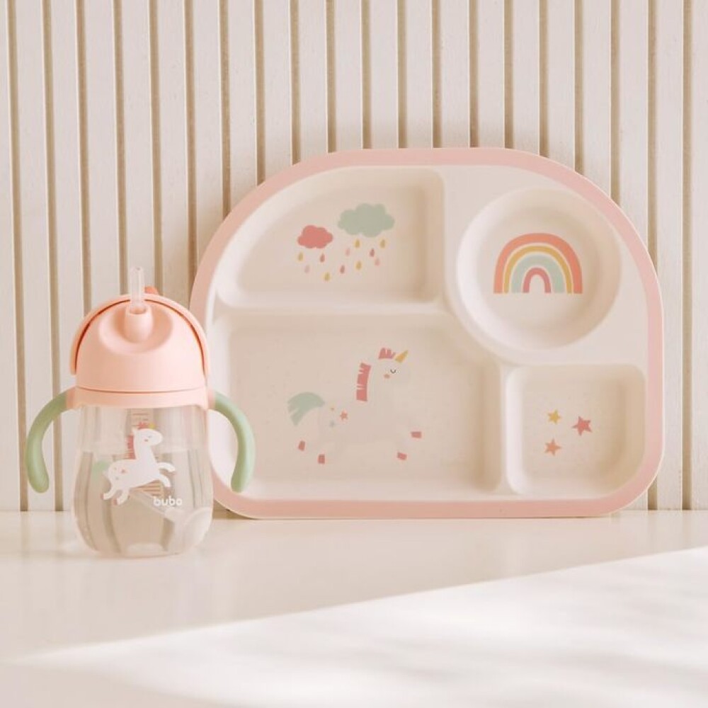 Plato con divisiones BUBA magic rosa unicornio