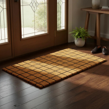 Alfombra Puerta Entrada Felpudo Coco Goma 40X60 Cuadriculado