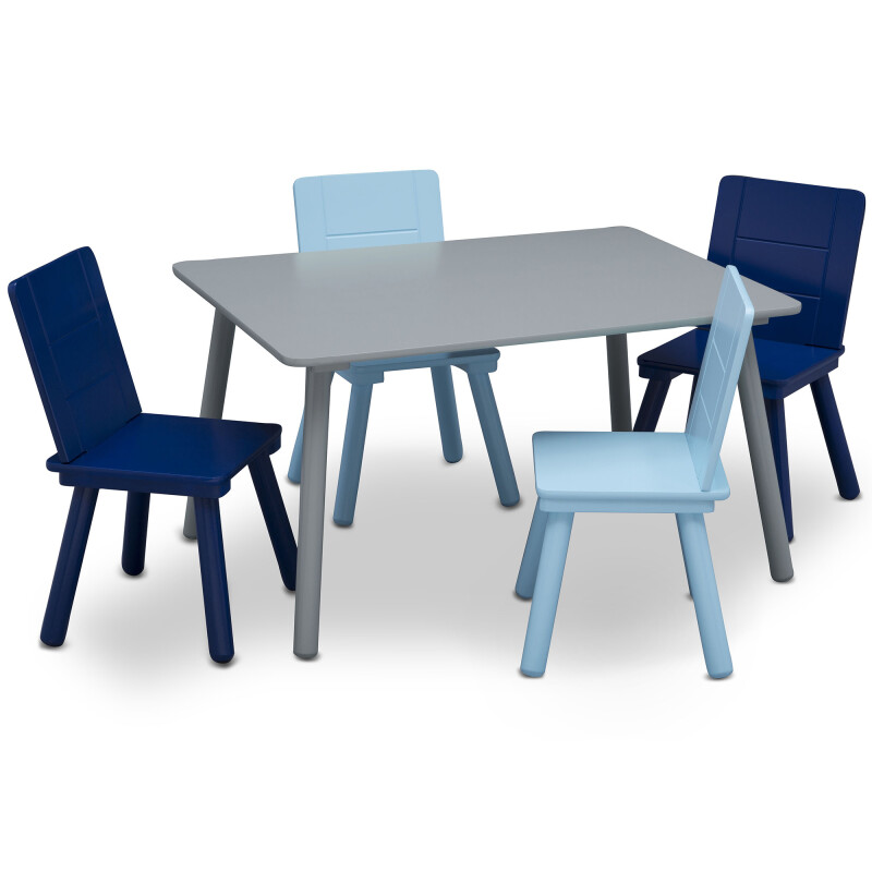 Juego de mesa y 4 sillas para niños azul gris y celeste Juego de mesa y 4 sillas para niños azul gris y celeste
