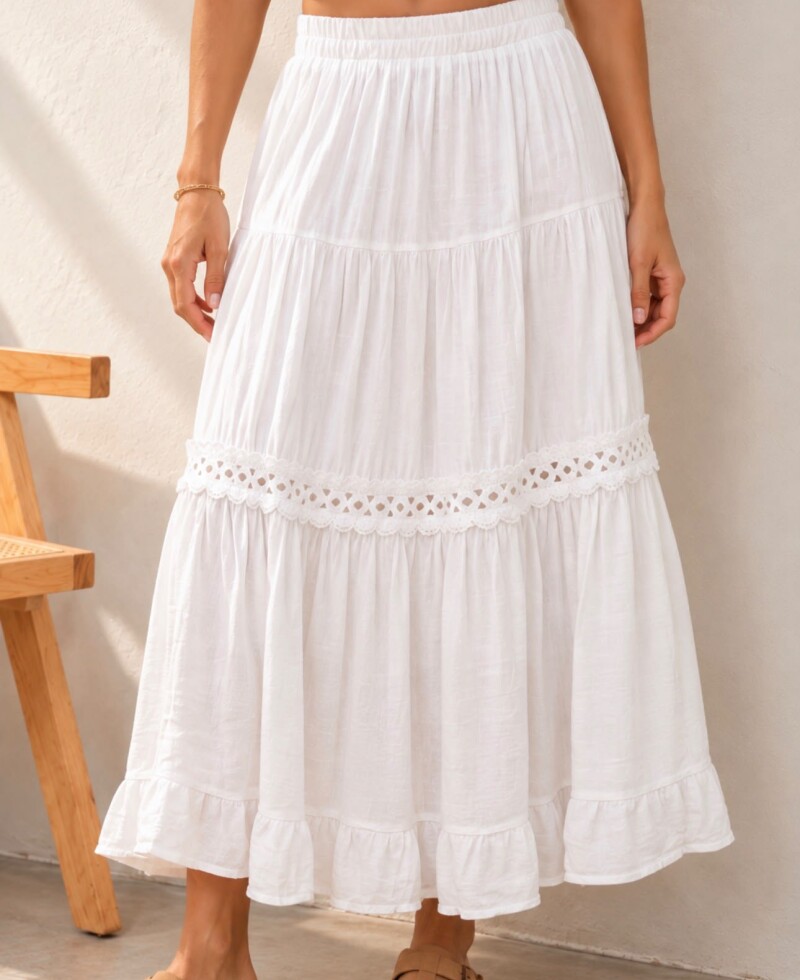 Pollera Margarita blanco