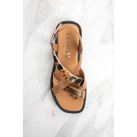 Sandalia Cuero Combinada Marrón