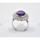 Anillo En Oro Blanco 18K Con Brillantes E Importante Amatista Anillo En Oro Blanco 18K Con Brillantes E Importante Amatista