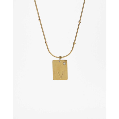 Cadena Corta Dije ''v'' Acero Dorado