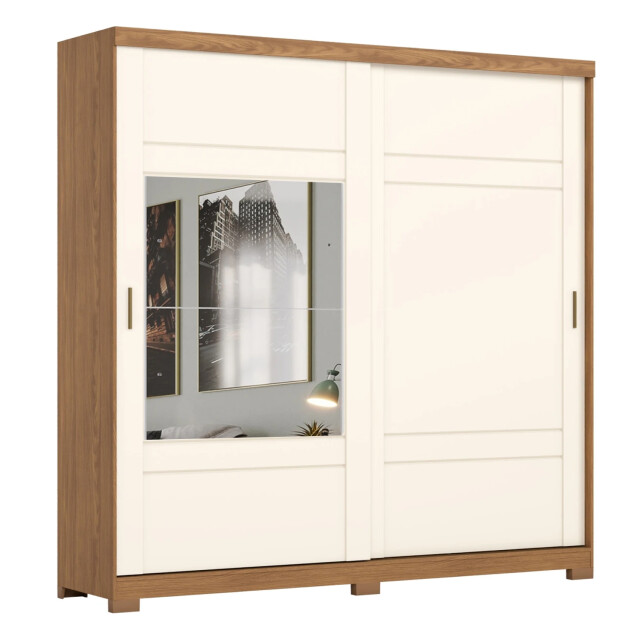 ROPERO VERGGO 2 PUERTAS 3 CAJONES INTERNOS CON ESPEJOS GUARDARROPA CLOSET ARMARIO OFF WHITE