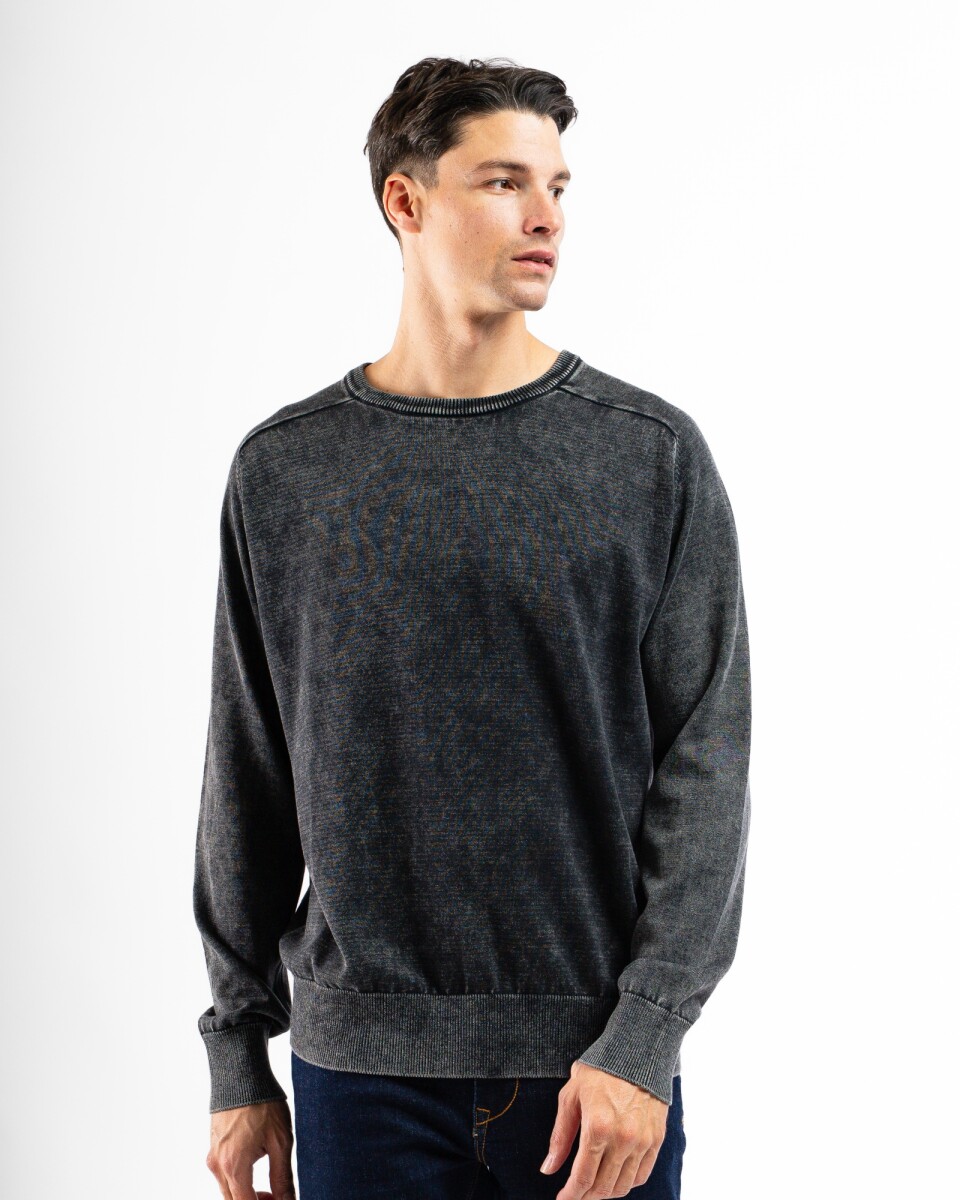 Buzo Cuello Base Algodón Lavado Santa Monica - Negro 
