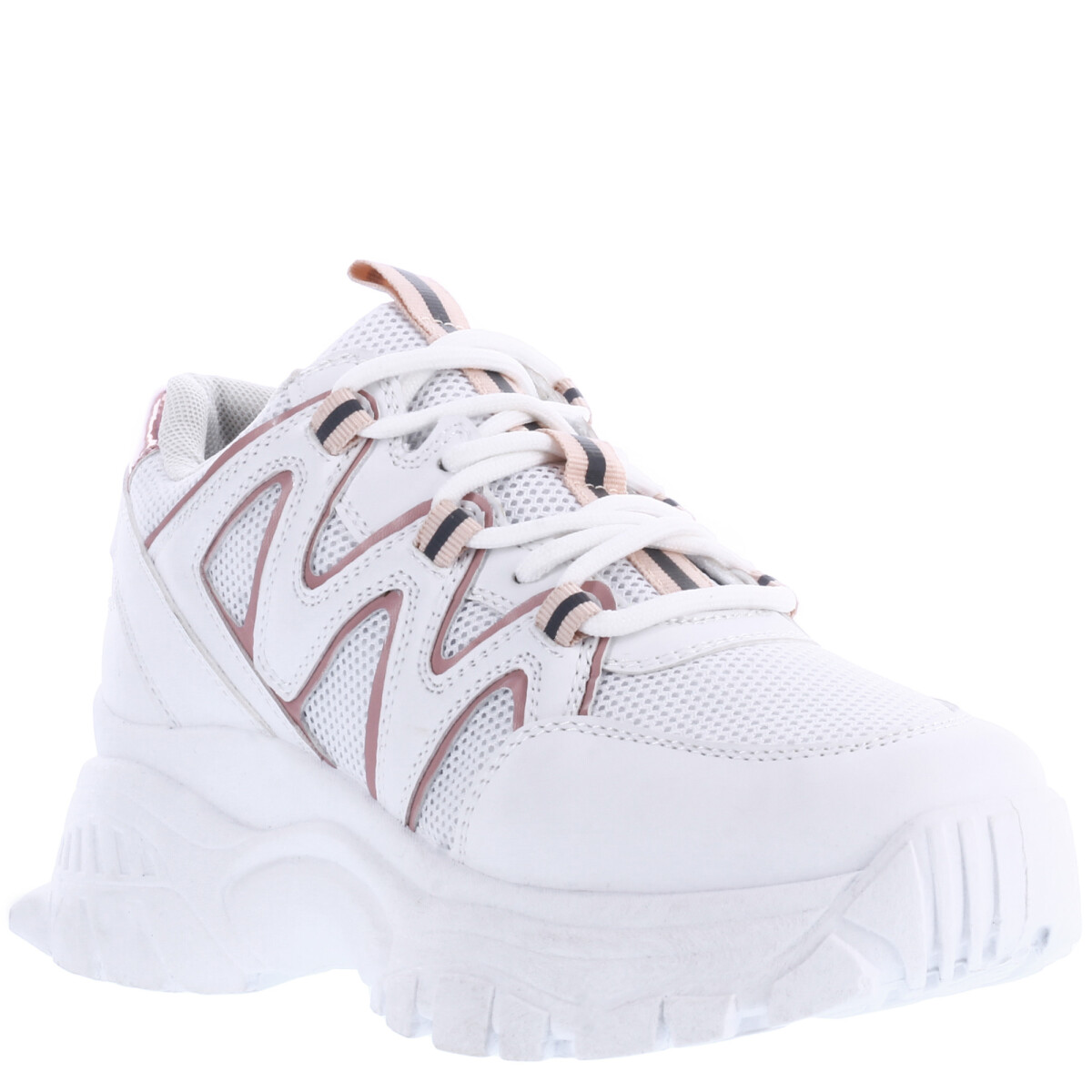 Deportivo KALI con materiales combinados y vivos Miss Carol - White/Pink 