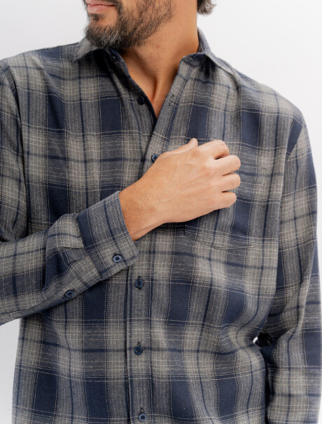 Camisa franela cuadros gris