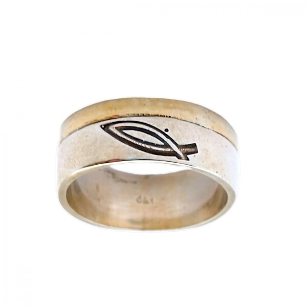 Anillo Pez-Plata y Oro-Sin Piedra-AN5028 sinpiedra