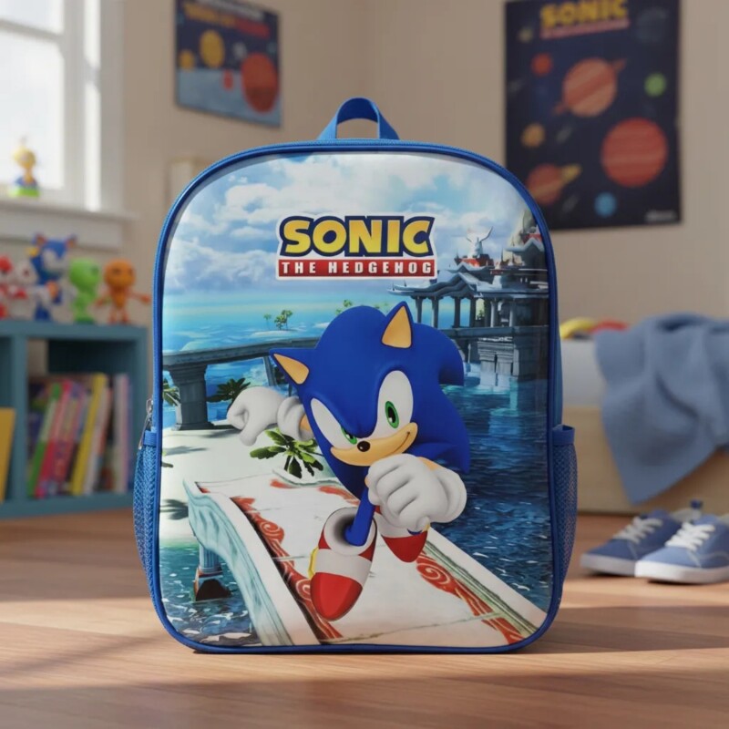 Mochila Infantil Transformers 30X24X20 Cm Sonic Azul