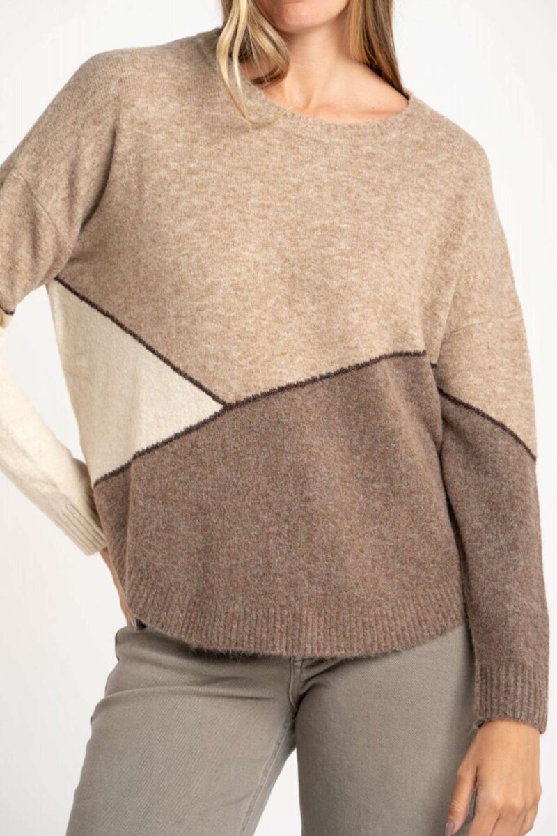 Sweater Intarsia Color Block - Marron 