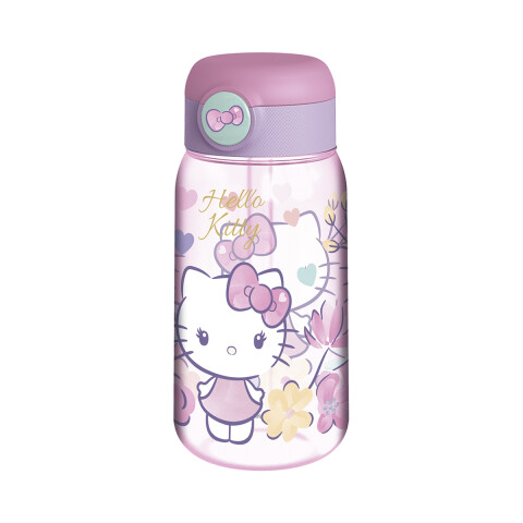 Botella Plástica Hello Kitty con Pajita y Botón de Apertura 510 ml U