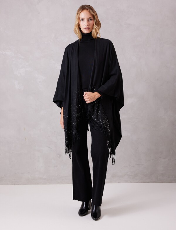 Ruana Brillos Y Perlas NEGRO