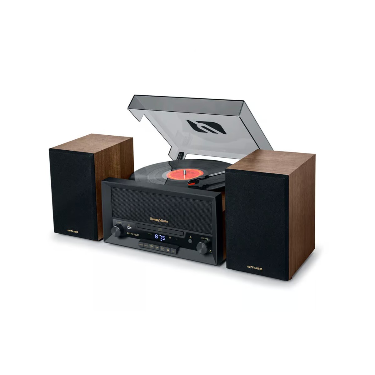 BANDEJA DE VINILO MUSE MT-120 MB CON PARLANTES, CD, FM Y BLUETOOTH 
