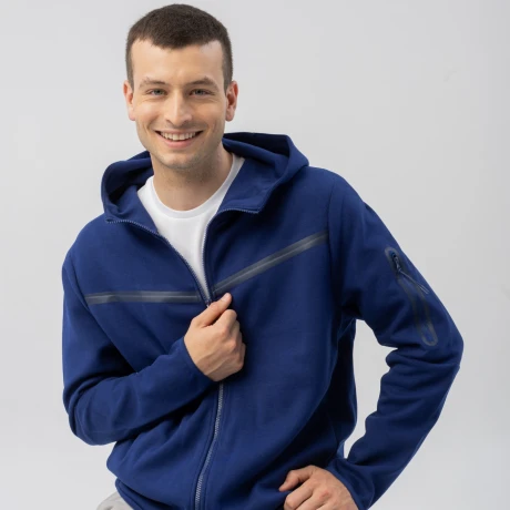Campera Menpi Alta Calidad Moda Hombre Deportivo C/Capucha Azul S/C