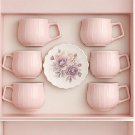 Juego de Té de Cerámica Pastel Rosa