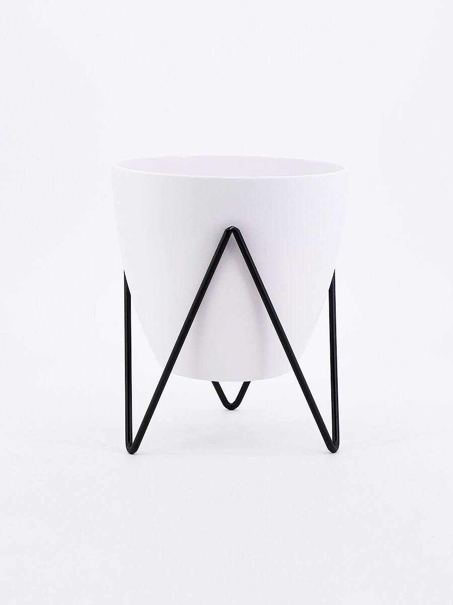 MACETA CON BASE - BLANCO 