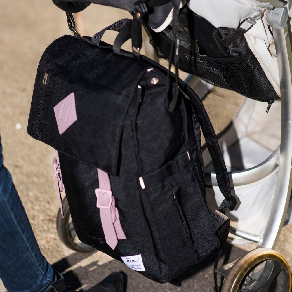 Bolso y mochila maternal con ganchos para colgar del coche