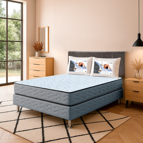 Sommier Moon - 140x190x58 + Panel Arezzo Gris - 2 Plazas + 2 Almohadas Nasa Sommier Moon - 140x190x58 + Panel Arezzo Gris - 2 Plazas + 2 Almohadas Nasa