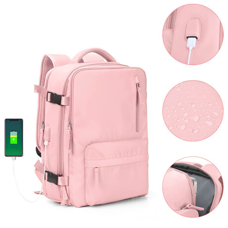 Mochila Viaje Carry On Impermeable Laptop Ejecutiva Rosa