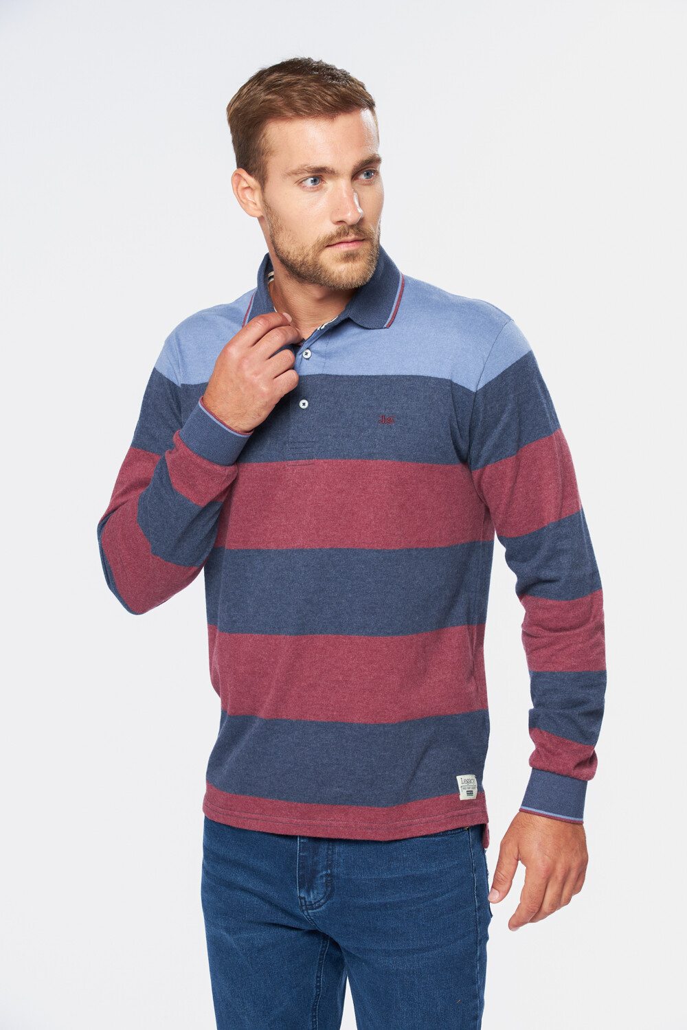 REMERA POLO RAYADA Bordo
