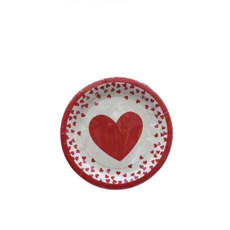 Plato Descartable Diseño x 10 Corazones Rojos