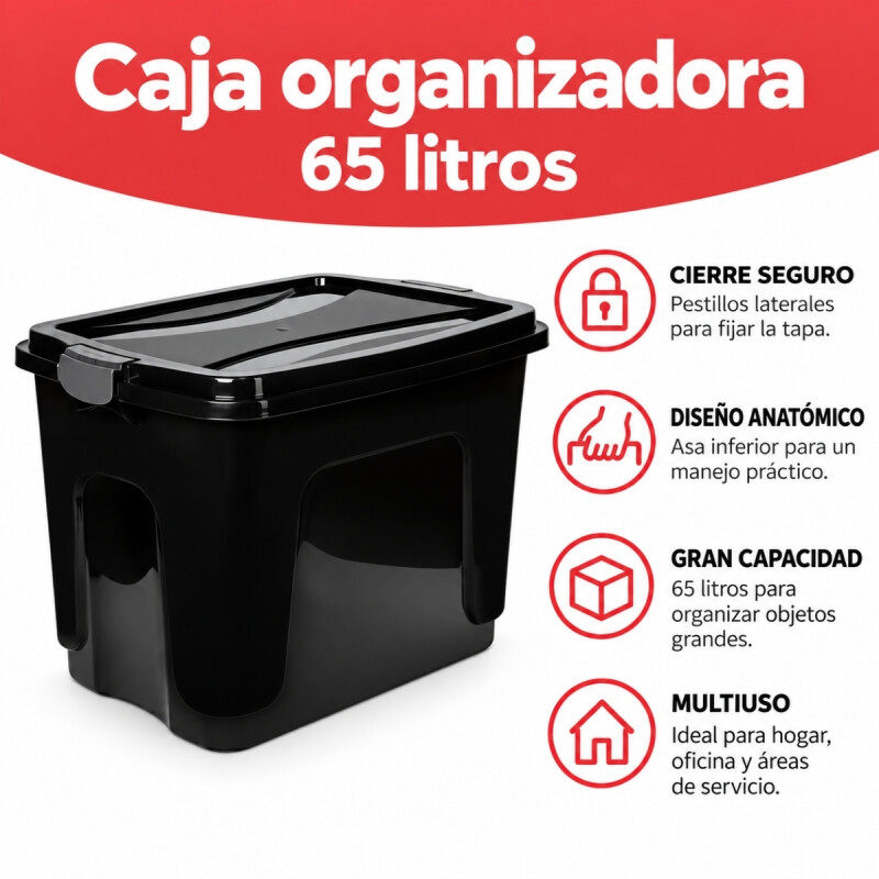 Set x3 Caja organizadora 65 lts NEGRO