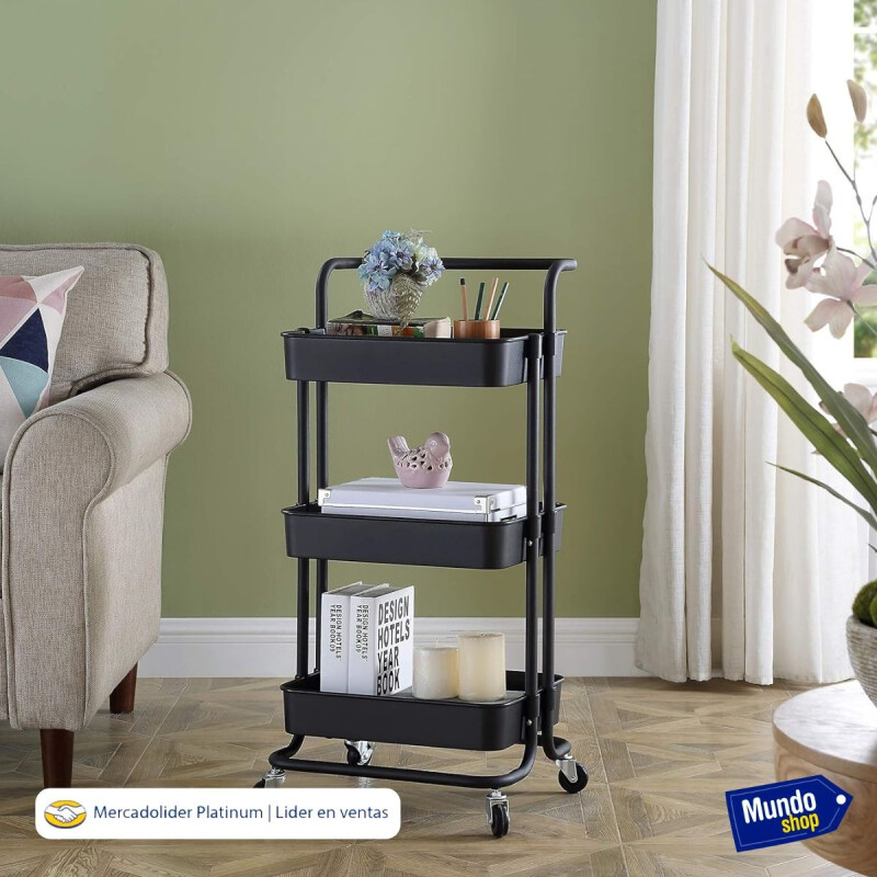 Organizador Estanteria Pvc 3 Niveles Baño Cocina Negro