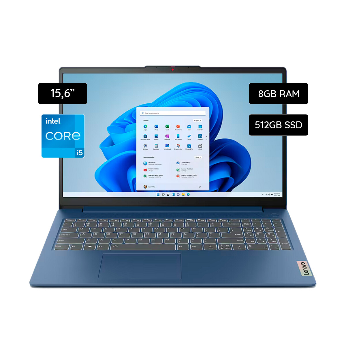 Notebook Lenovo Ideapad slim 3 15IAH8 15.6" Fhd Intel I5 12450H 8GB / 512GB Ssd - Blue 