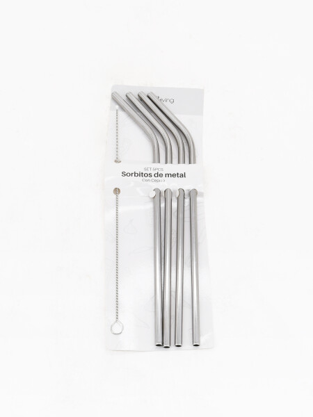 SORBITOS DE METAL CON CEPILLO 5PCS PLATEADO (V)