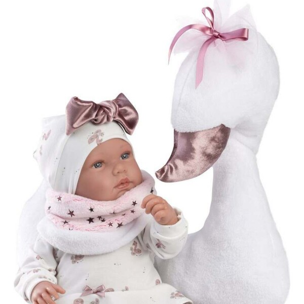Muñeca Llorens Bebota Tina Recien Nacida 44cm Almohada Cisne Diseño Tina Cisne