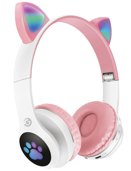 Auriculares Bluetooth infantiles diseño gato Goldtech Catbass RGB Rosa
