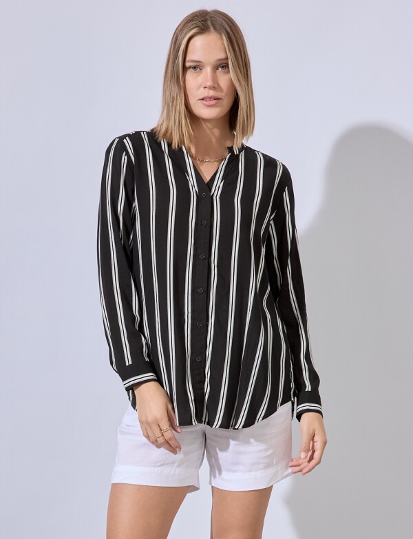 Camisa Lineas NEGRO/BLANCO