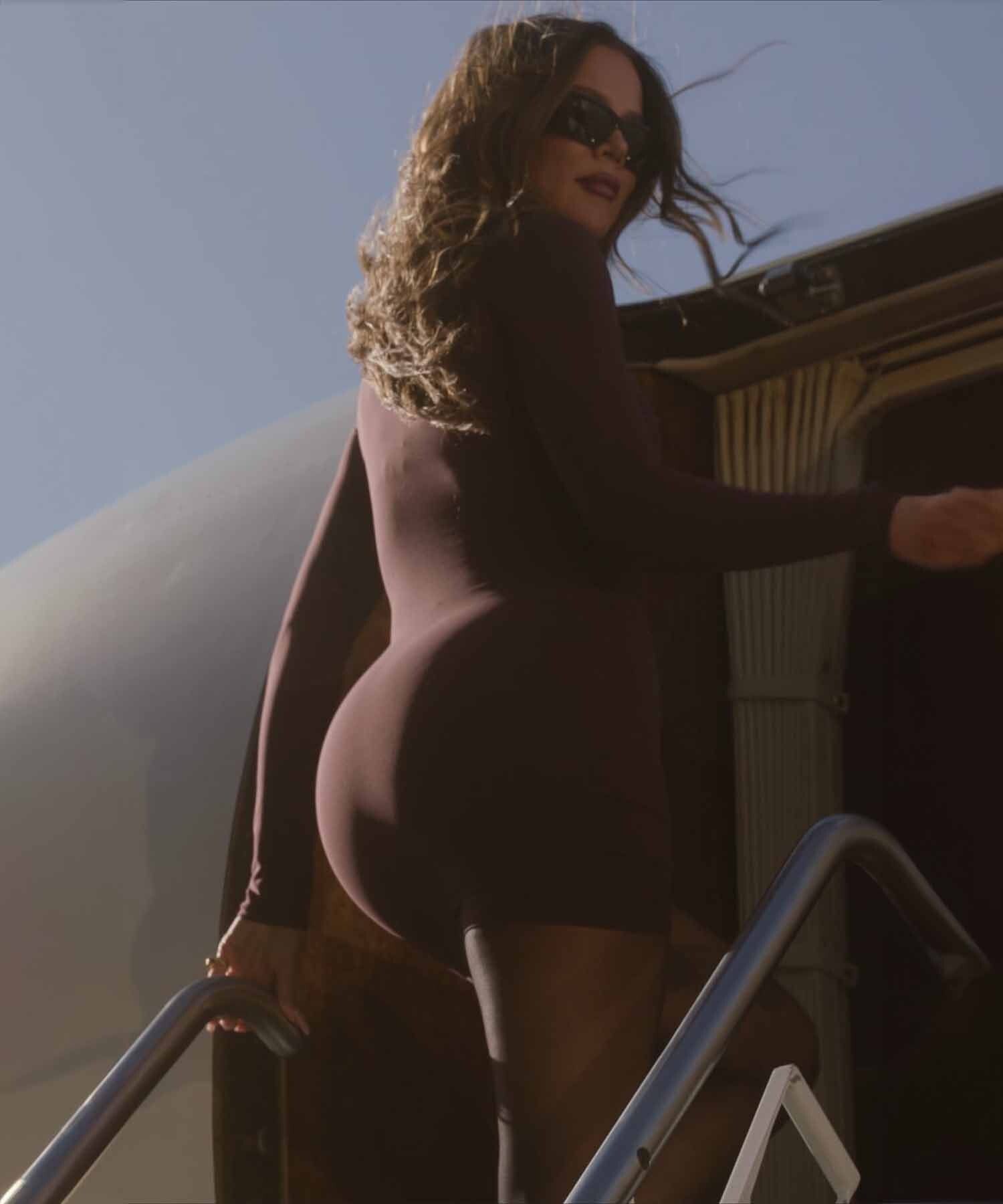 Vestido Seamless Long-Sleeve Mini Dress Mujer Oxblood