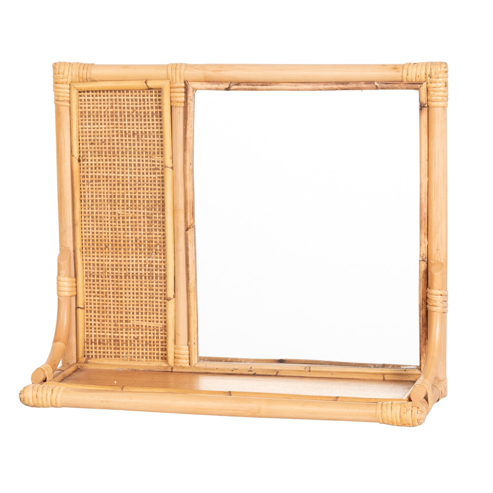 ESPEJO CON ESTANTE RATTAN NATURAL-BEIGE 7159