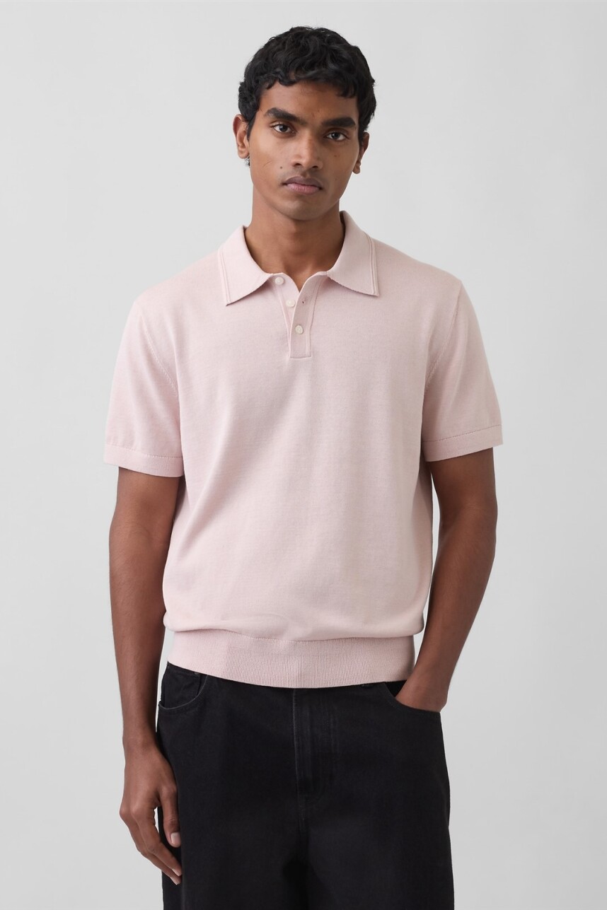 Buzo Tipo Polo Manga Corta Hombre Dull Rose