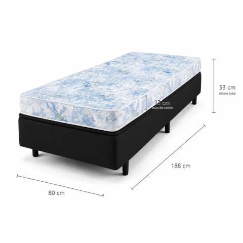 Sommier AUSTRAL - 1 Plaza - Espuma - Reversible - Suave - Base Box Madera - 80x188x53 cm Sommier AUSTRAL - 1 Plaza - Espuma - Reversible - Suave - Base Box Madera - 80x188x53 cm