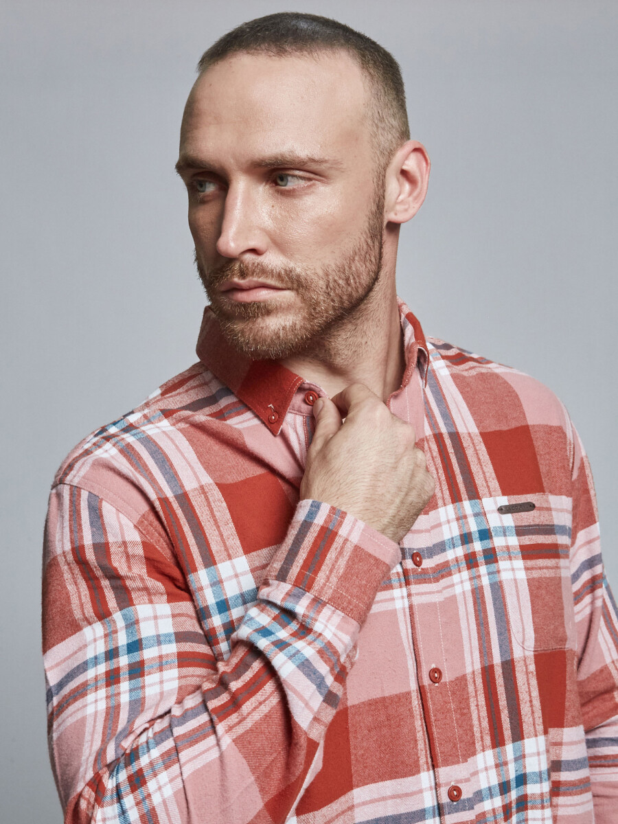 Camisa m/l franela - terracota 