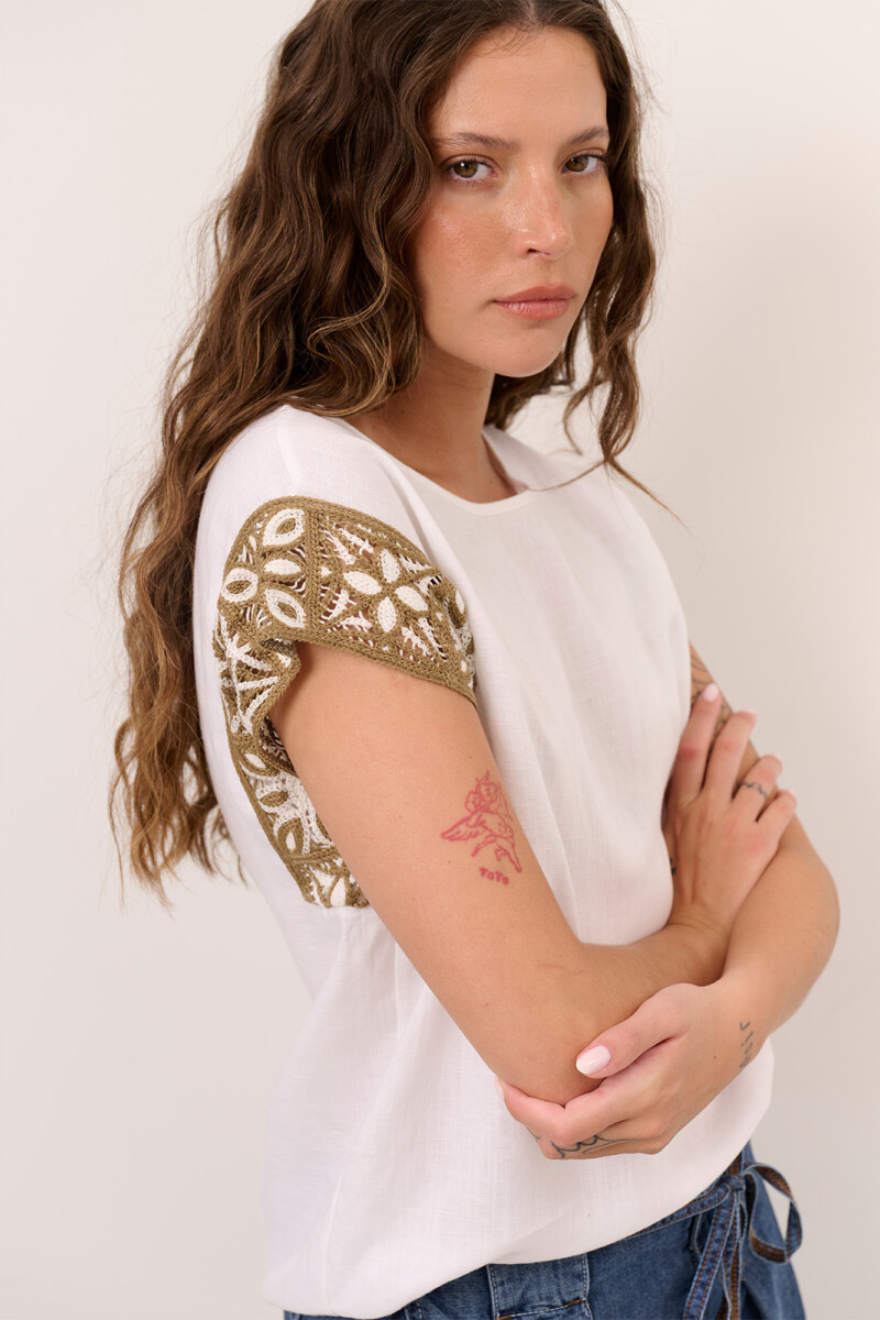 BLUSA LINO CROCHET BLANCO CAM
